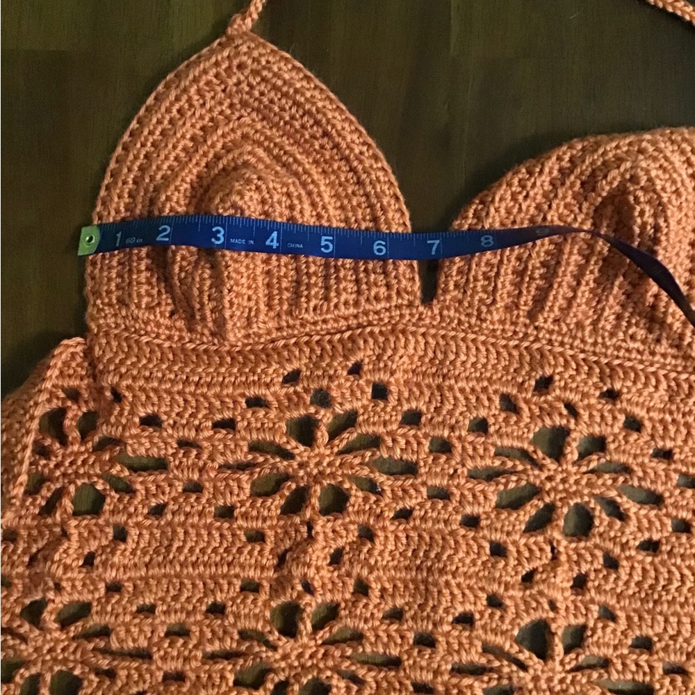 Orange Flower Pattern Crocheted Halter Top #Festi… - image 5